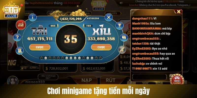 Chơi minigame tặng tiền mỗi ngày