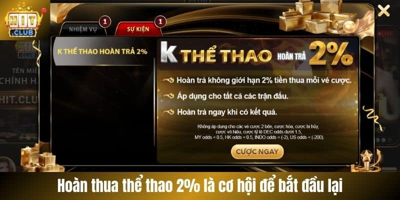 Hoàn thua thể thao 2% là cơ hội để bắt đầu lại
