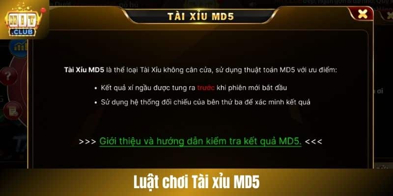 Luật chơi Tài xỉu MD5
