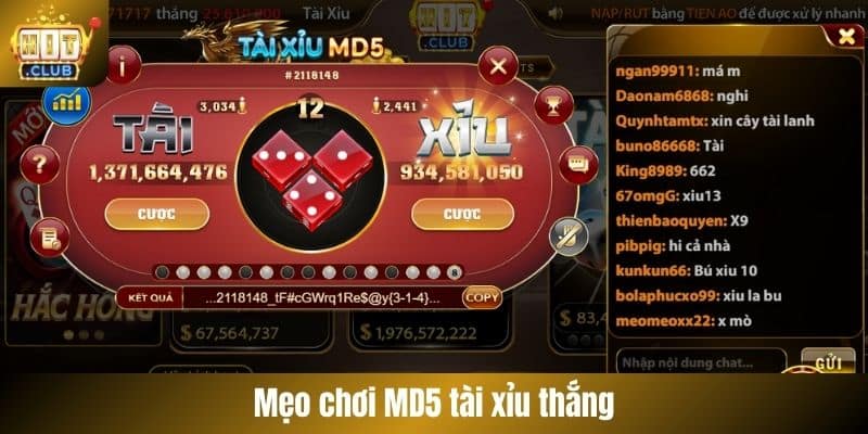 Mẹo chơi MD5 tài xỉu thắng