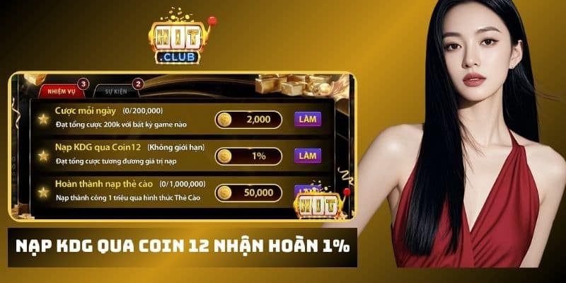 Nạp KDG qua Coin 12 nhận hoàn 1