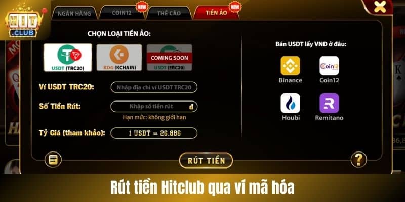 Rút tiền Hitclub qua ví mã hóa